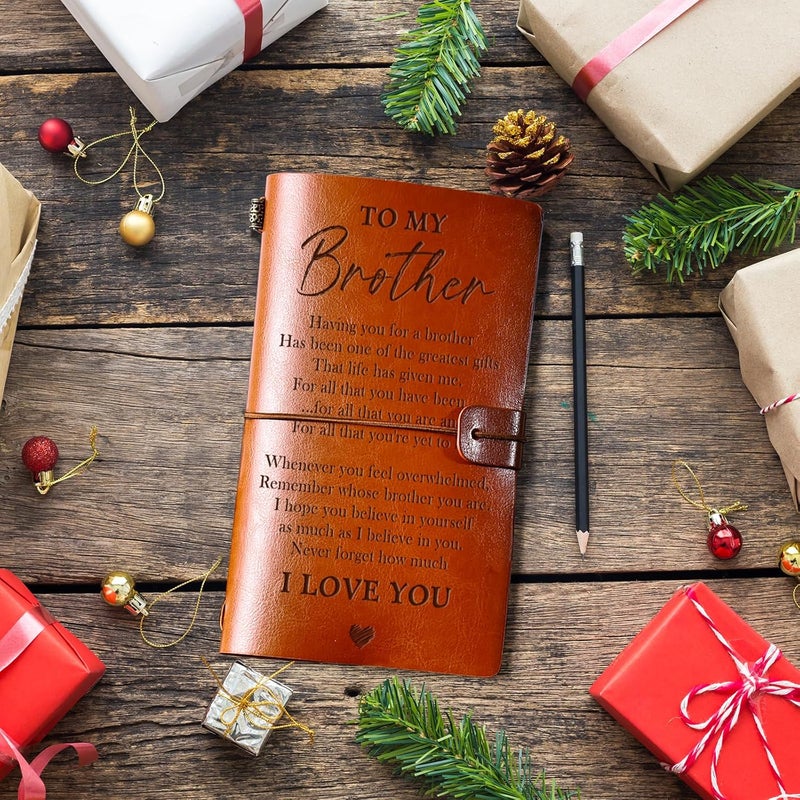 PRSTENLY Gifts for Brother Leather Journal, 140 Page Refillable Journal Notebooks Brother Gifts, Birthday Fathers Day Graduation Back to School Christmas Gift for Brothers from Sister - Image 5